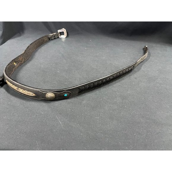 Appaloosa Durango Handmade Leather Belt Black Indian Head Nickel Turquoise Sz 40 main image 5